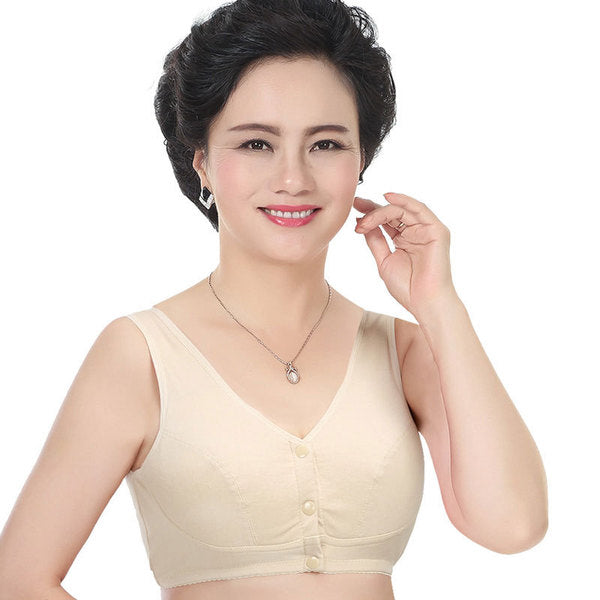ZIRI Pure Cotton Front Button NON-Padded BRA Underwear no Steel Ring Large Size China Imported | CB250629753