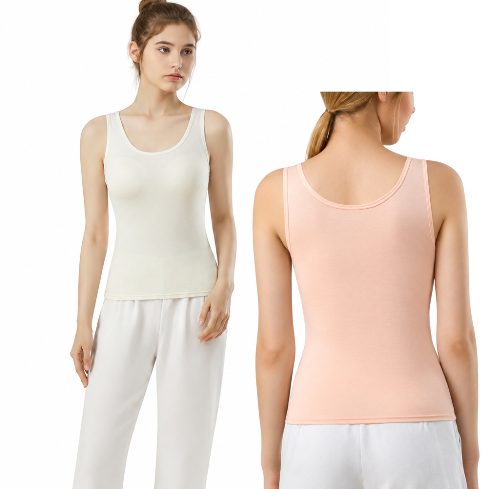 ZEWA Summer Camisole Tank Top (Fixed Cup Edition) | Wide Shoulder | Built-In Bra Pads | Wire-Free | Everyday Comfort | CT260713A201