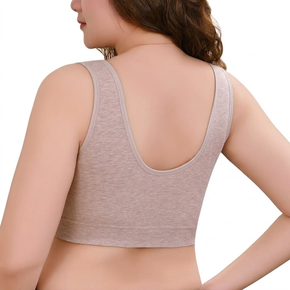 LORA Gather-Up Seamless Vest Tank Top Bra (Beautiful Back Edition) | Plus Size | Breathable Cotton Comfort | Large Chest Support | CT260627A172