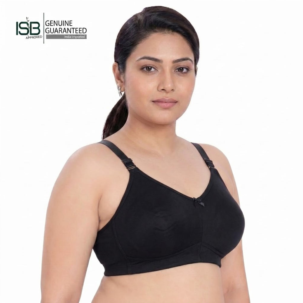KISSES LIZA Non-Padded, Non-Wired, Full Coverage, Seamless 100% Cotton Feel Fabric Bra | C D Cup | Indian Imported | ISB Approved Genuine Guaranteed | IB260608A147