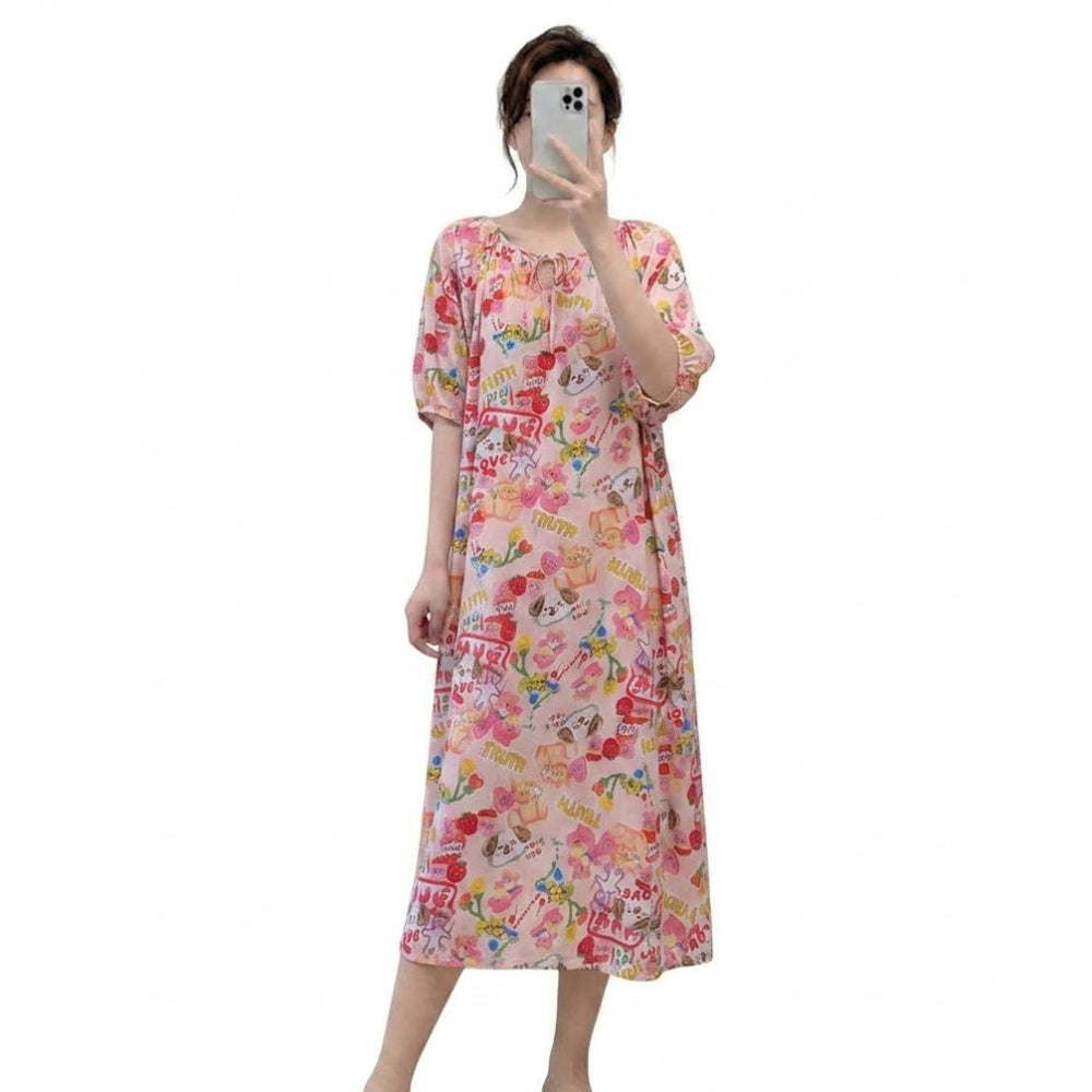 Plus Size Cotton Silk Cute Loose Dress (Comfort Edition) | Short Sleeve | Thin Lightweight Feel | Soft Relax Home And Outer wear | CLS260622A162