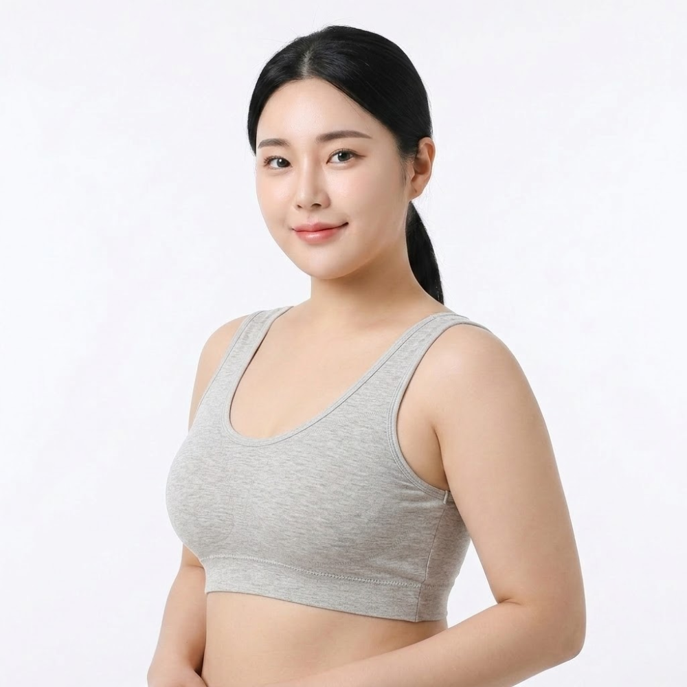 LORA Gather-Up Seamless Vest Tank Top Bra (Beautiful Back Edition) | Plus Size | Breathable Cotton Comfort | Large Chest Support | CT260627A172