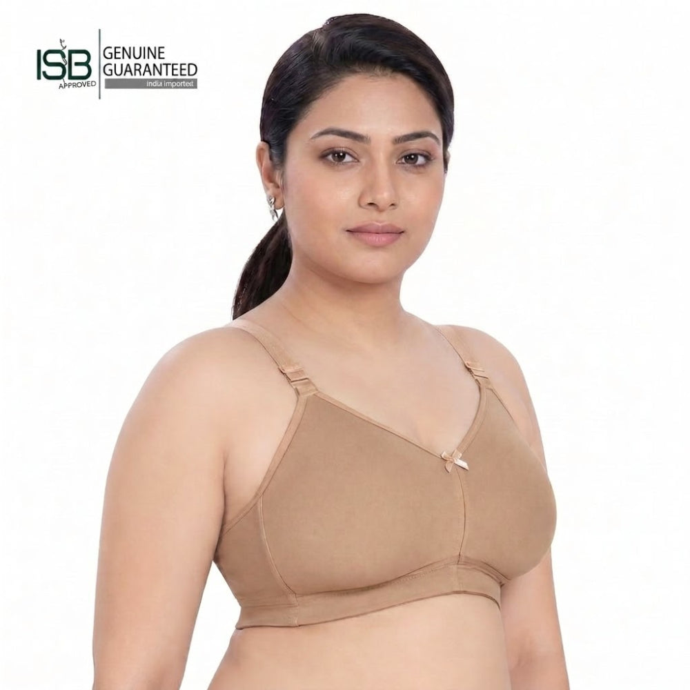 KISSES LIZA Non-Padded, Non-Wired, Full Coverage, Seamless 100% Cotton Feel Fabric Bra | C D Cup | Indian Imported | ISB Approved Genuine Guaranteed | IB260608A147