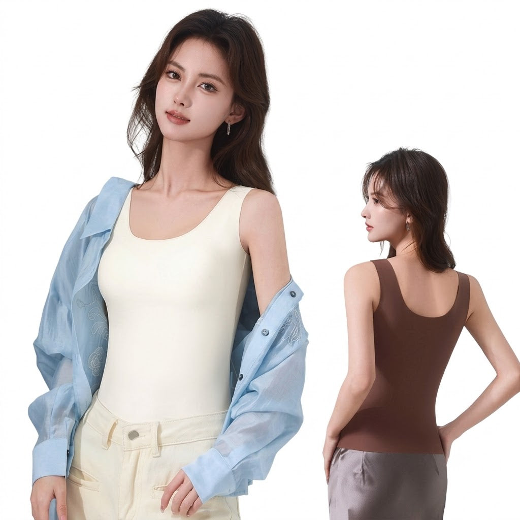 SYVA Camisole with Built-In Tank Top | Summer Comfort | Seamless Fixed Cup | Plus Size | Wire-Free Comfort |  Daily Wear | CT260802A263