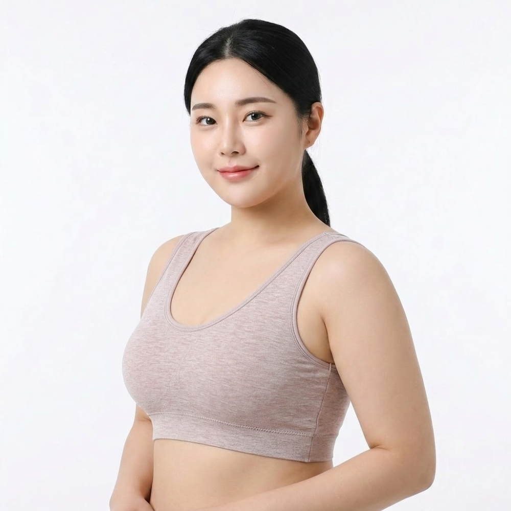 LORA Gather-Up Seamless Vest Tank Top Bra (Beautiful Back Edition) | Plus Size | Breathable Cotton Comfort | Large Chest Support | CT260627A172
