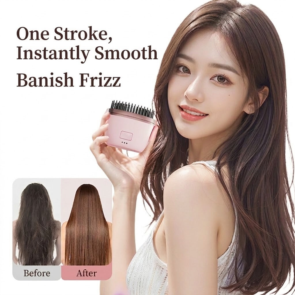 Portable Hair Straightening Comb | Ceramic Heating Brush | 3-Gear Temperature Control | Anti-Pull Smooth Styling | ISMT260815A292