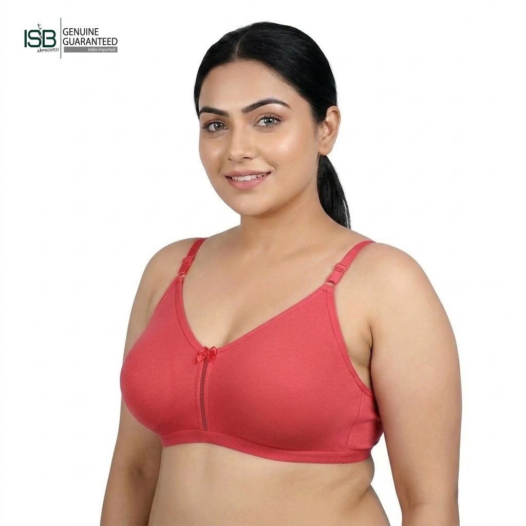 Floret Katrina Seamless Cotton-Blend | Daily USE BRA | T-Shirt Bra | Non-Wired | Non-Padded | Medium Coverage | Indian Imported | ISB Approved Genuine Guaranteed | IB2508055823