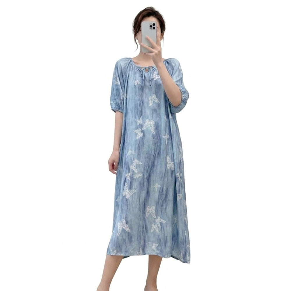 Plus Size Cotton Silk Cute Loose Dress (Comfort Edition) | Short Sleeve | Thin Lightweight Feel | Soft Relax Home And Outer wear | CLS260622A162