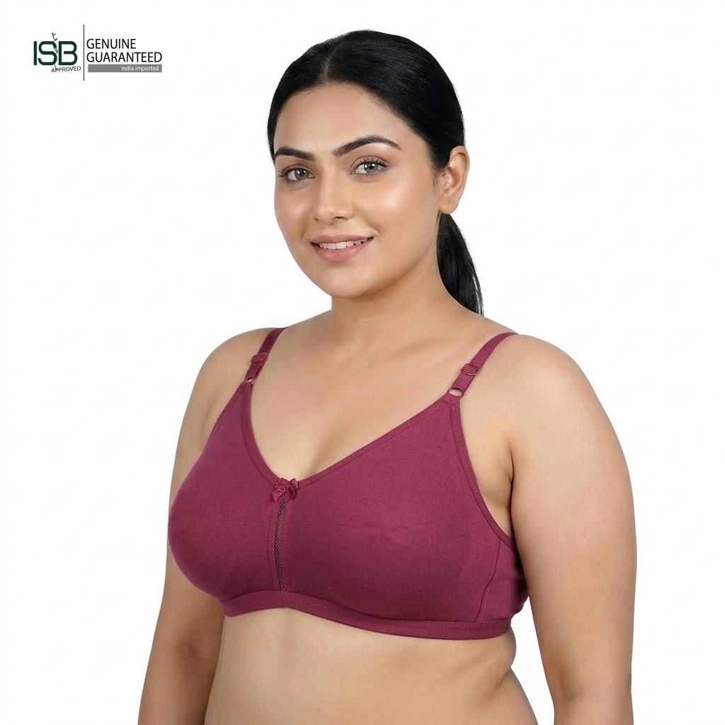 Floret Katrina Seamless Cotton-Blend | Daily USE BRA | T-Shirt Bra | Non-Wired | Non-Padded | Medium Coverage | Indian Imported | ISB Approved Genuine Guaranteed | IB2508055823