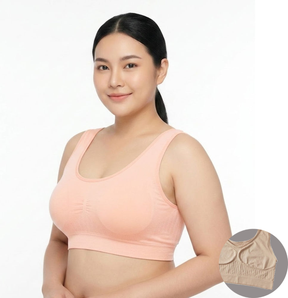 PAVI Skin Color Seamless Soft Comfortable Breathable Single-Layer Tank Top Bra Vest | CT251025824
