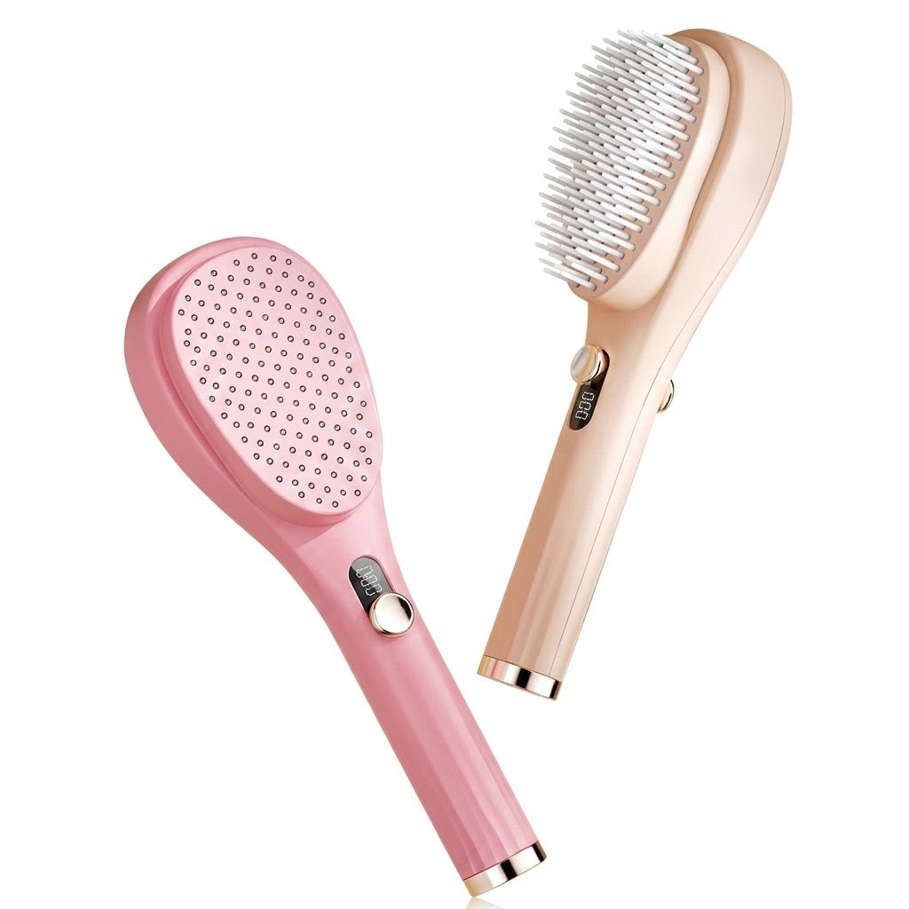 Retractable Comb with Air Cushion Massage Hairbrush | Anti-Static Magic Comb | One-Touch Self-Cleaning | Volumizing Air Cushion Brush | ISMT260805A269