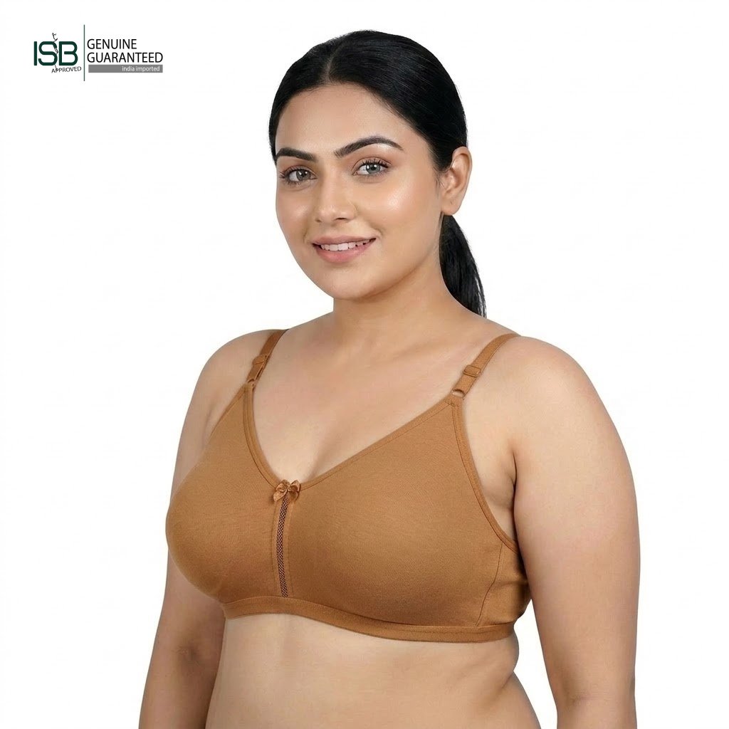 Floret Katrina Seamless Cotton-Blend | Daily USE BRA | T-Shirt Bra | Non-Wired | Non-Padded | Medium Coverage | Indian Imported | ISB Approved Genuine Guaranteed | IB2508055823