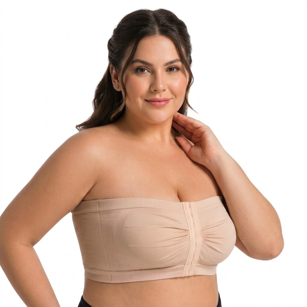 ZOVIA Large Size Front Button Strapless Tube Bra (Comfort Edition) | Wireless | Non-Slip Support | Wrap-Around Fit | Beautiful Back | CB260628A173