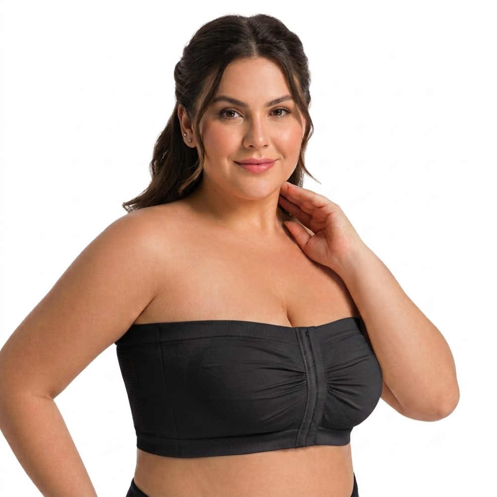 ZOVIA Large Size Front Button Strapless Tube Bra (Comfort Edition) | Wireless | Non-Slip Support | Wrap-Around Fit | Beautiful Back | CB260628A173