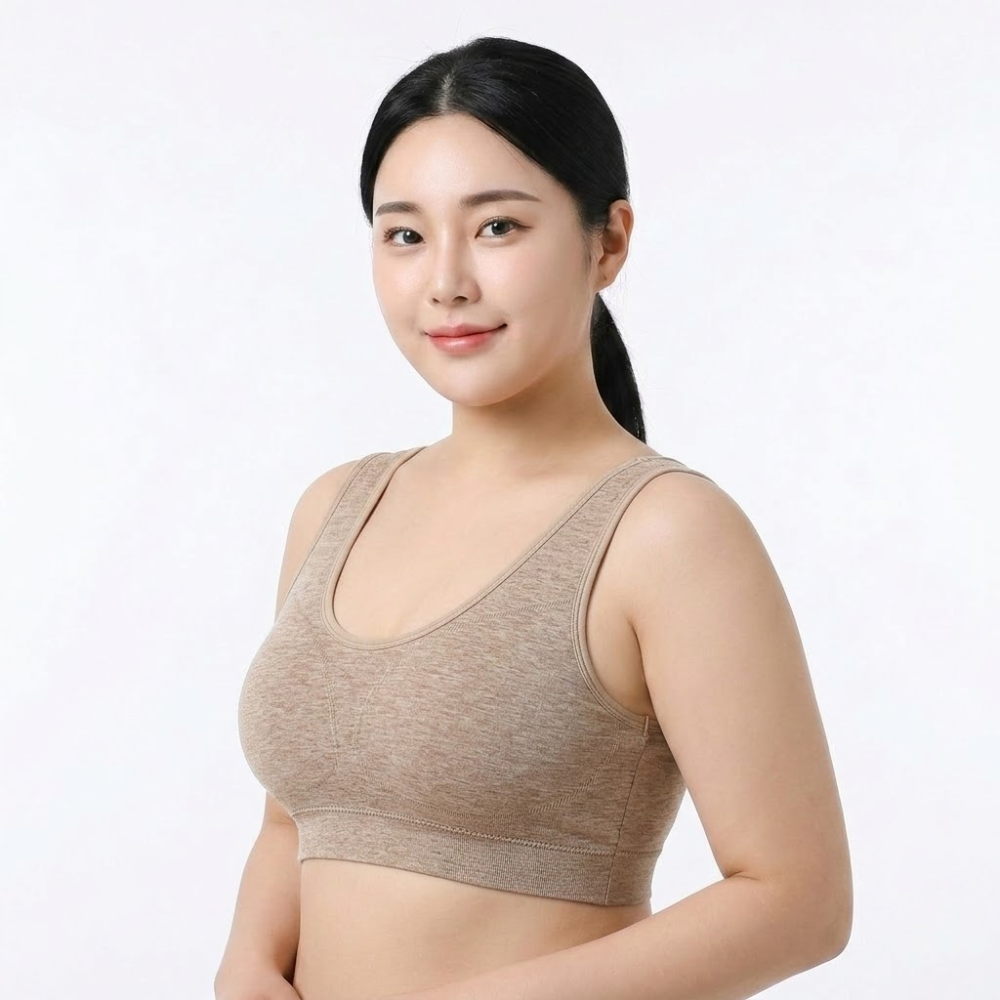 LORA Gather-Up Seamless Vest Tank Top Bra (Beautiful Back Edition) | Plus Size | Breathable Cotton Comfort | Large Chest Support | CT260627A172