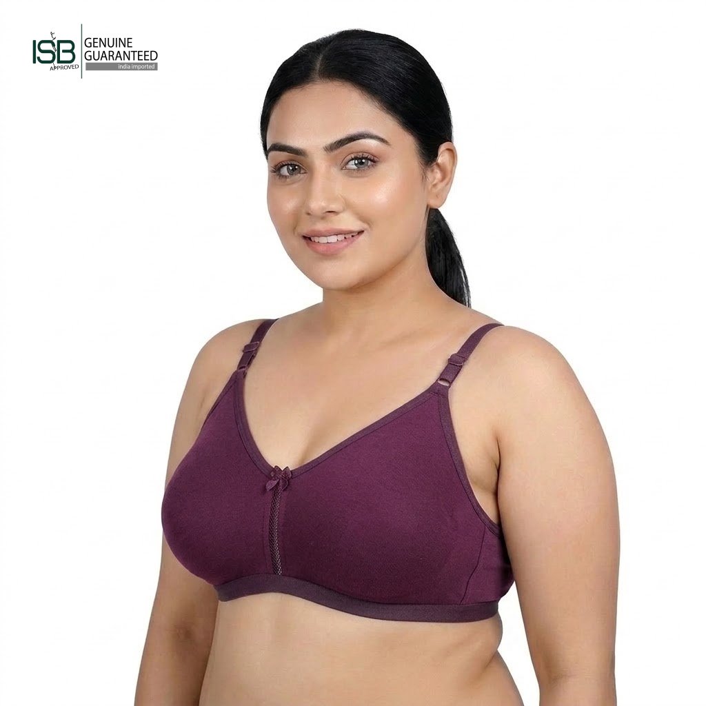 Floret Katrina Seamless Cotton-Blend | Daily USE BRA | T-Shirt Bra | Non-Wired | Non-Padded | Medium Coverage | Indian Imported | ISB Approved Genuine Guaranteed | IB2508055823
