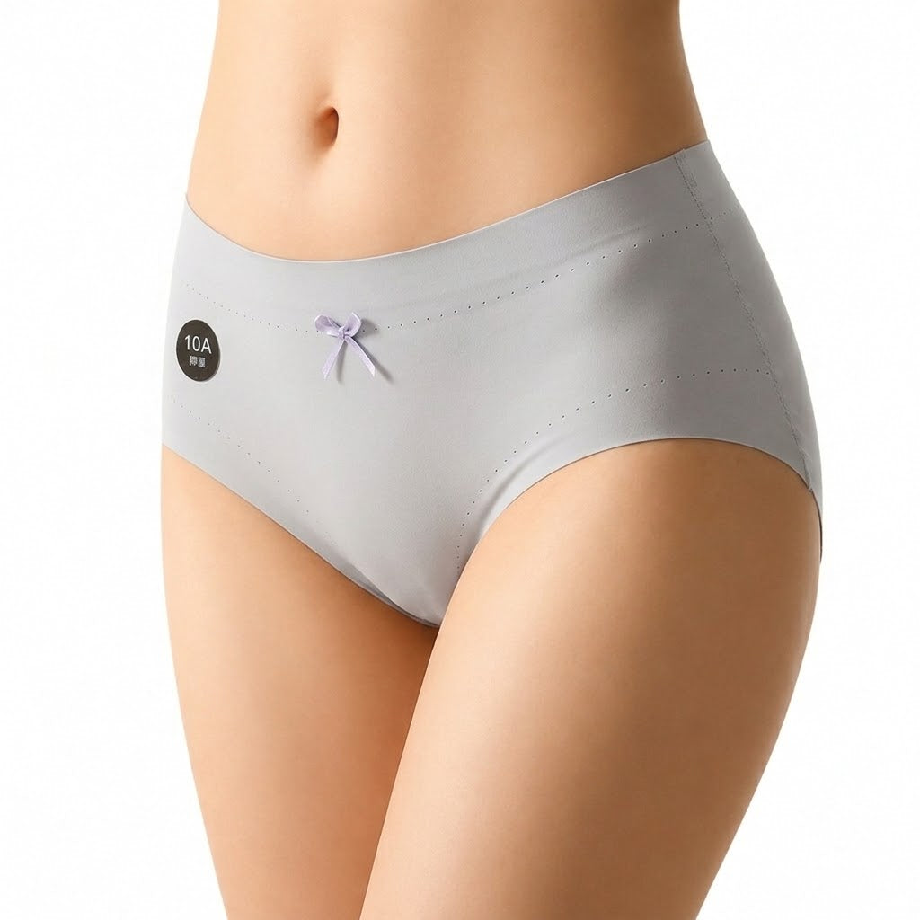 Ice Silk Traceless Cotton Mid-Waist Underwear | High Elastic | Close-Fitting | Daily Comfort | Seamless No-Show Panty | ISCP260819A315