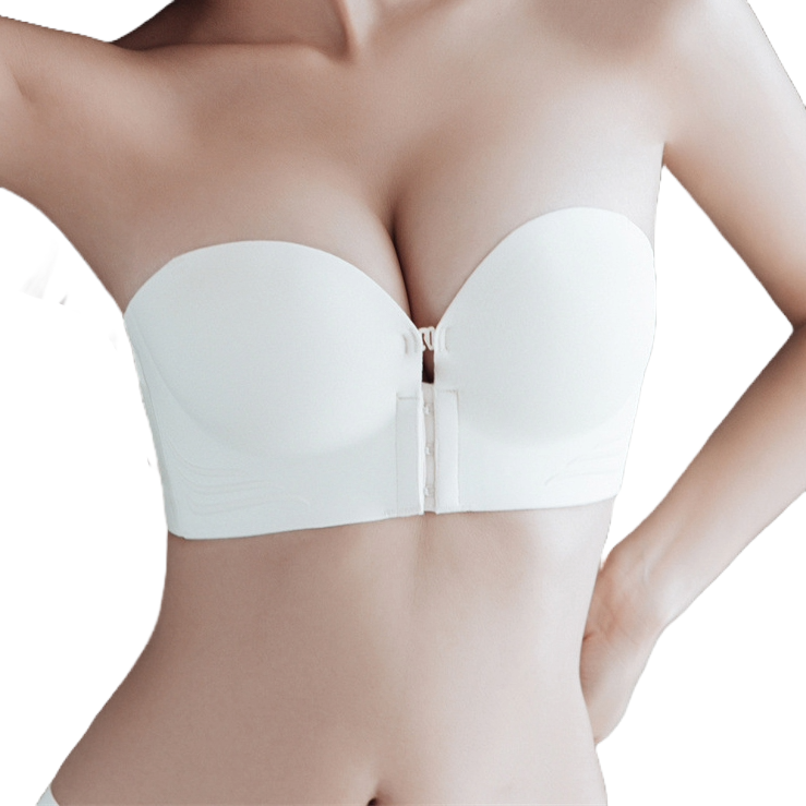 SQUA Front-Button Strapless Push-Up Bra (Invisible &amp; Traceless) Non-Slip | Thickened Push-Up | Beautiful Back | Padding Thickness 4 cm । Party &amp; Daily Wear Ready | CB260201963