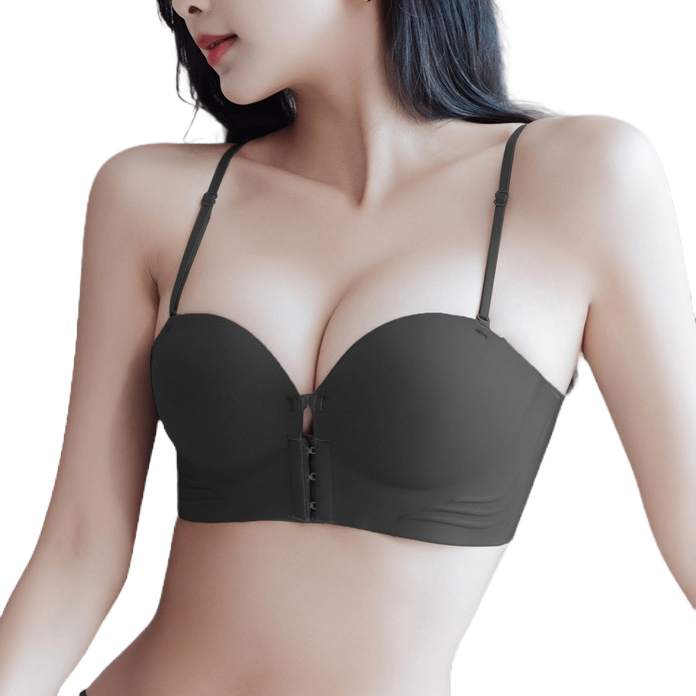 SQUA Front-Button Strapless Push-Up Bra (Invisible &amp; Traceless) Non-Slip | Thickened Push-Up | Beautiful Back | Padding Thickness 4 cm । Party &amp; Daily Wear Ready | CB260201963
