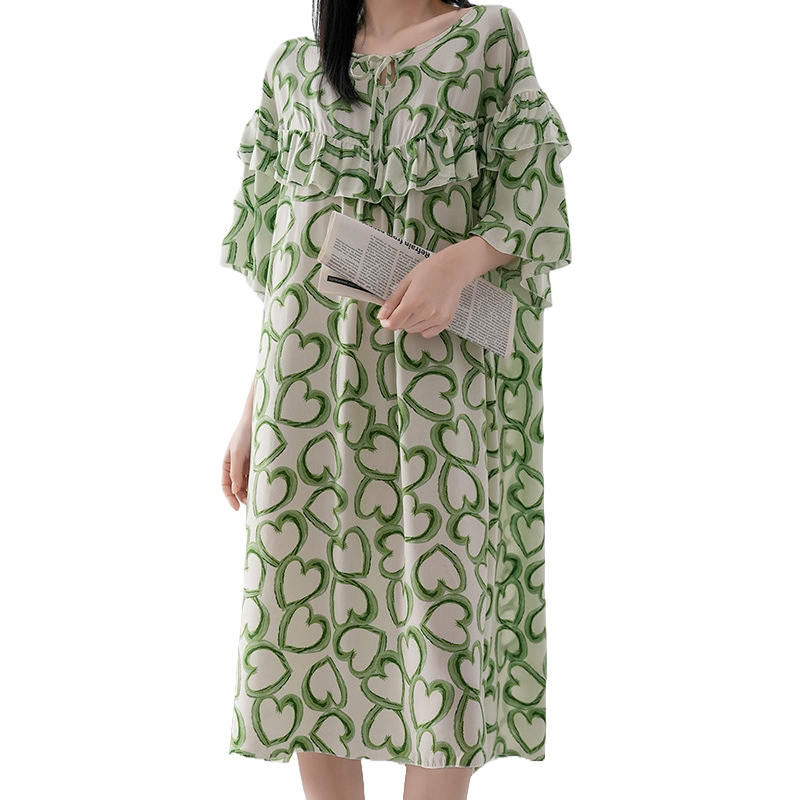 Floral Cotton Silk Princess (Spring–Summer New) Sweet Pastoral Style | Palace Princess Look Nightgown | Home &amp; Outer Wear Friendly | CLS260204965