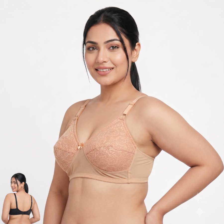 ISB Butterfly Ac Net Bra (2 Hook Edition) | Airy Net Fabric | Lightweight Comfort | Everyday Support | KB20110501