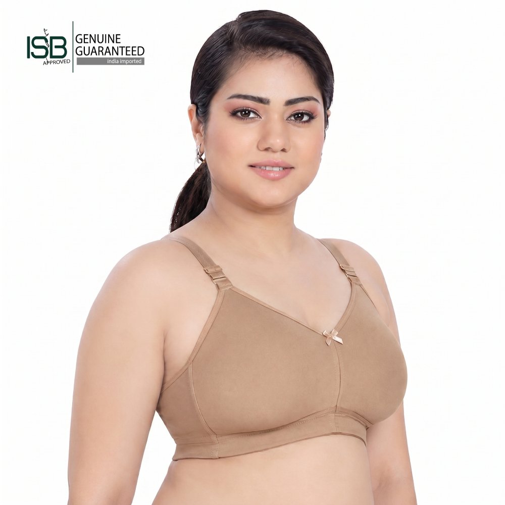 KISSES LIZA Non-Padded, Non-Wired, Full Coverage, Seamless 100% Cotton Feel Fabric Bra | C D Cup | Indian Imported | ISB Approved Genuine Guaranteed | IB260608A147