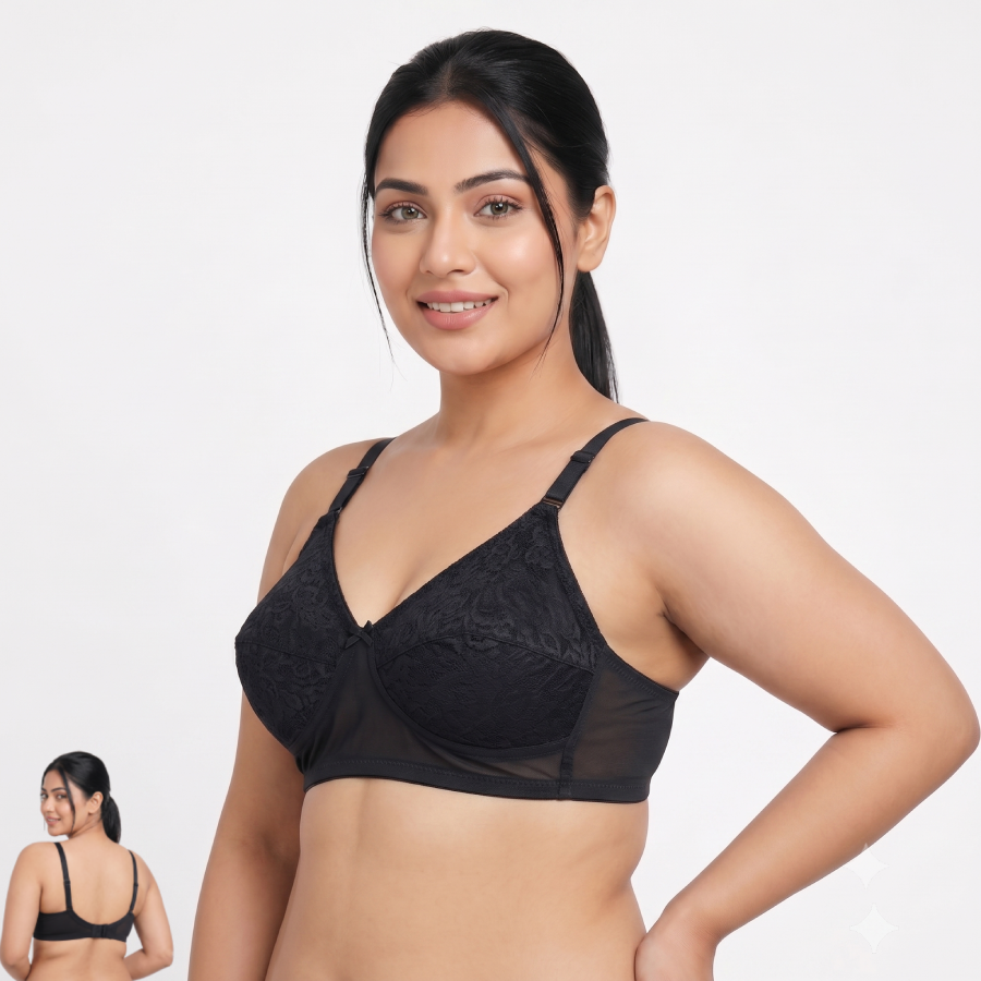 ISB Butterfly Ac Net Bra (2 Hook Edition) | Airy Net Fabric | Lightweight Comfort | Everyday Support | KB20110501