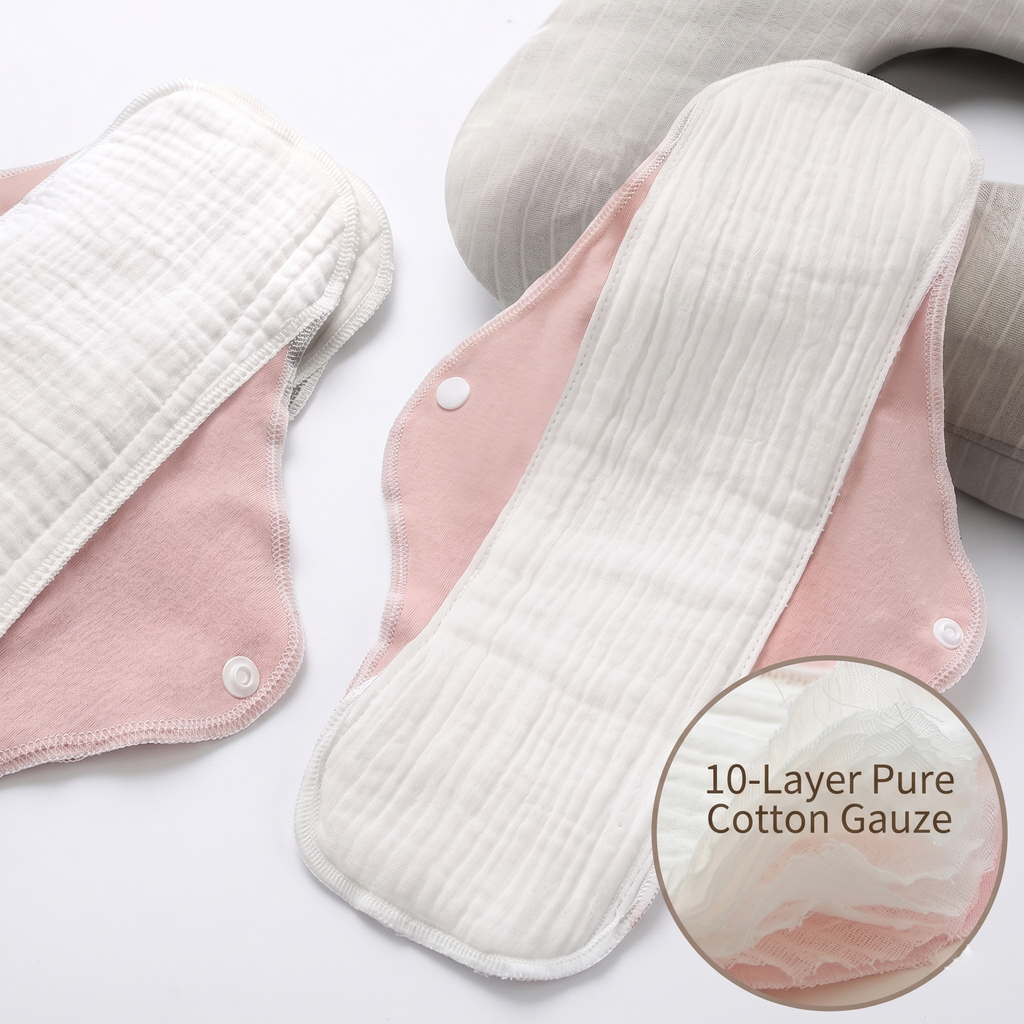 Reusable Anti-Leakage Cotton Sanitary Pads (Oxygen-Permeable Yarn) Waterproof Edition | 3 pcs Packet | Washable | Pure Cotton Comfort for Elderly | Eco-Friendly Protection | ISMT260518A128