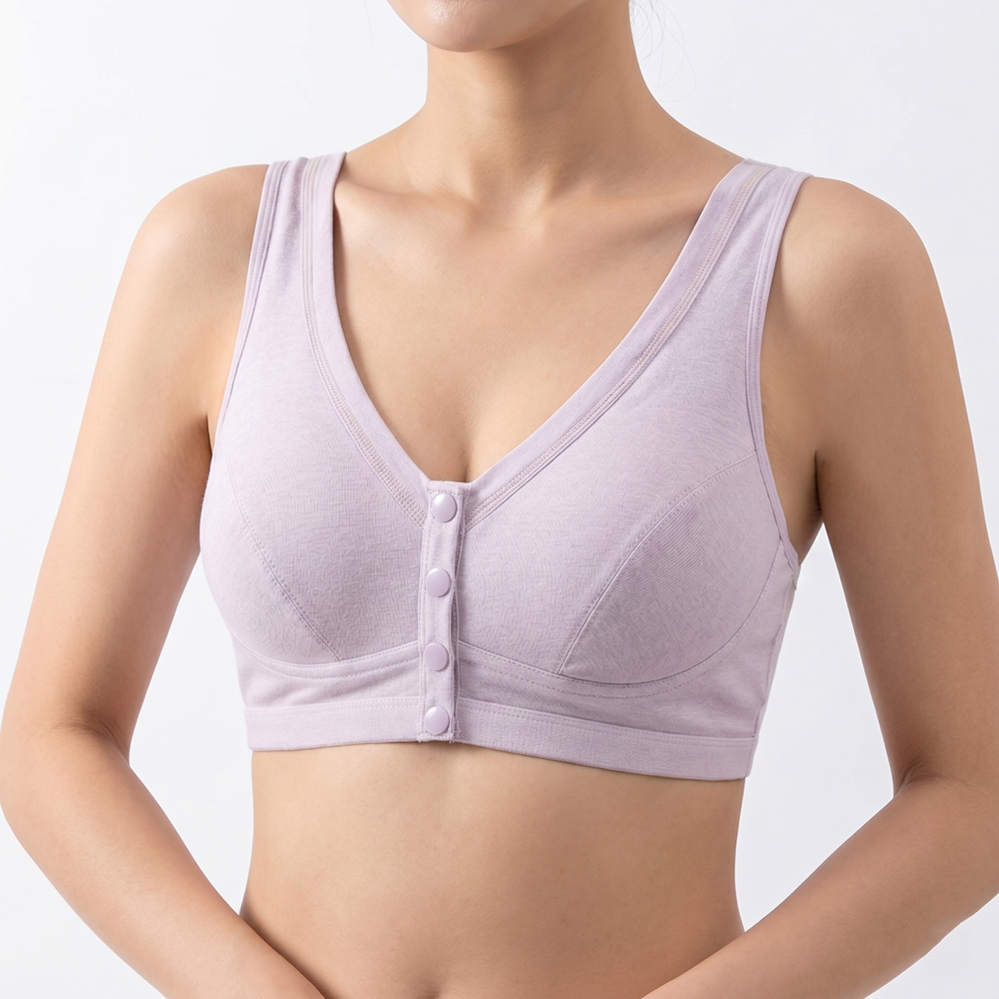 LYRA Front-Buckle Seamless Bra (Light & Thin Edition) Wire-Free Comfort | Gathered Lift | Cup C | Button 4 | Easy On/Off Daily Wear | CB260424A082