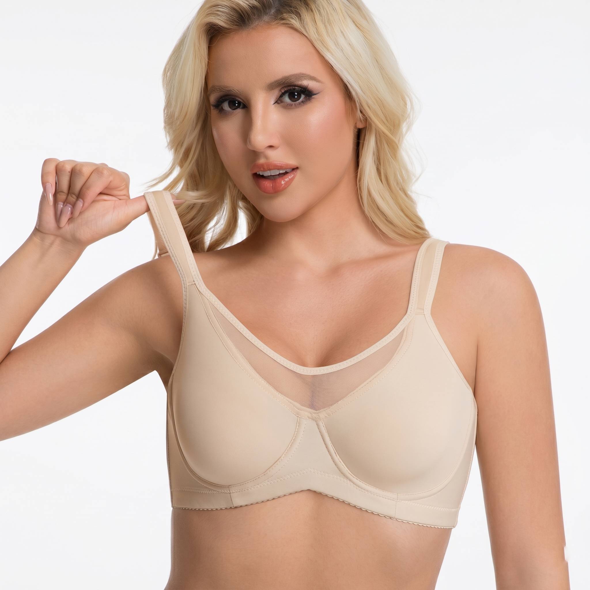 ELVA Adjustable Push-Up Support Bra (Large Size Edition) | Cup C D | 3 Hook | Adjustable Wire | Lightweight Daily Wear | CB260521A133