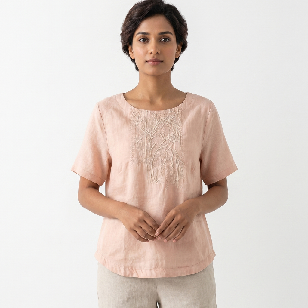 Cotton Western Style Loose T-Shirt (Age-Reducing Edition) Short Sleeve | Elegant Fit | Summer Comfortable Wear | CDR260503A103
