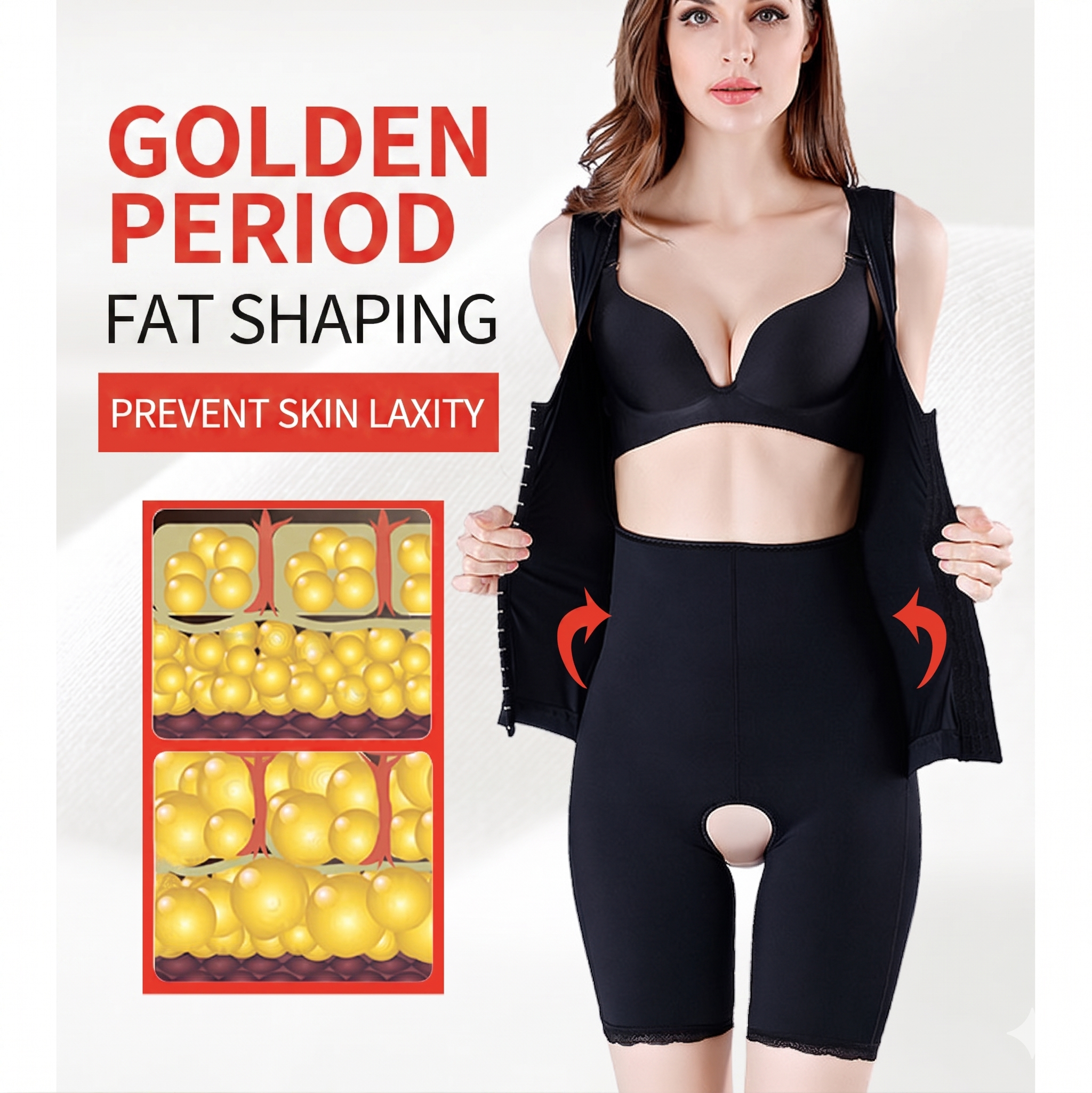 Large U-Collar Body Shaping Garment (3-Row Buckle Edition) Adjustable Compression | Washroom-Friendly | Body Smoothing | Comfortable Daily Support | ISHR260507A107