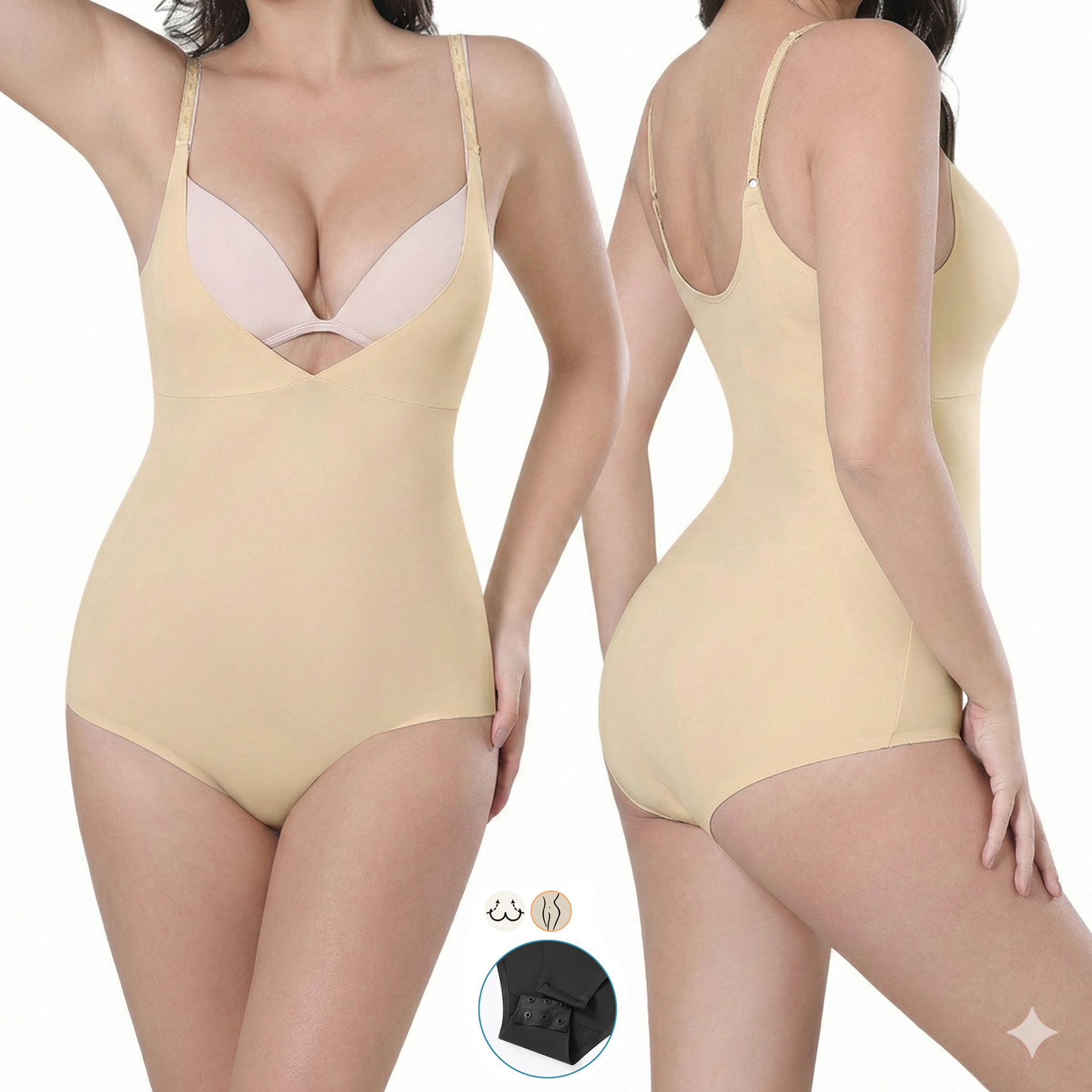 Zhanrun One-Piece Seamless Shaping Corset Triangle Bodysuit | Belly Contracting | Waist &amp; Hip Lifting | Sling Style | Washroom-Friendly | ISHR260115923