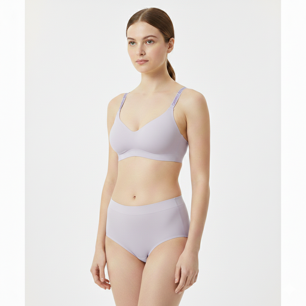 JQVA | Bra Panty Set | Original Jelly Strip Anti-Gravity Seamless Vest Bra Chest Gathered | Lifting Accessory | Anti-Sagging | Soft Pink | Daily Comfort | CB260129952