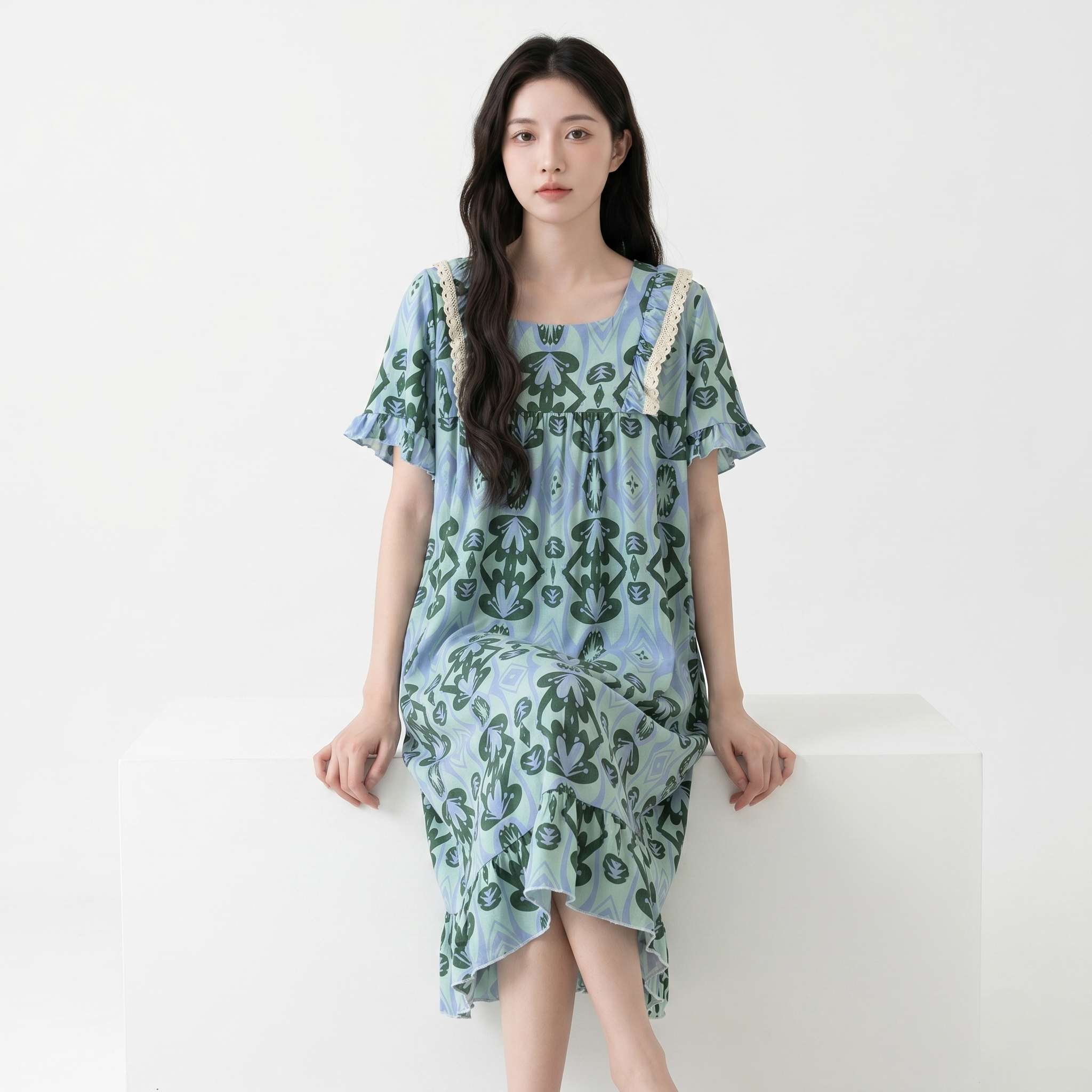 Cotton Silk Printed Dress (Summer Edition) Loose Fit | Home And Outer Wear Comfort | Soft Elegant Daily Wear | CLS260427A087