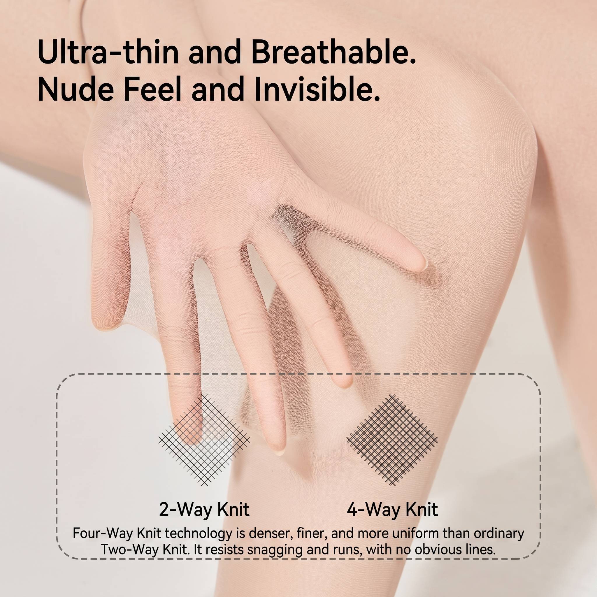 Silk Thin Anti-Hook Pantyhose (Summer Edition) | Flesh & Black Stockings | Slimming Fit | Lightweight Invisible Comfort | ISMT260523A139