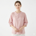 Ramie Cotton Embroidered Top (Summer Edition) Short Sleeve | Heavy Embroidery | Thin &amp; Elegant Daily Wear | CDR2603311025