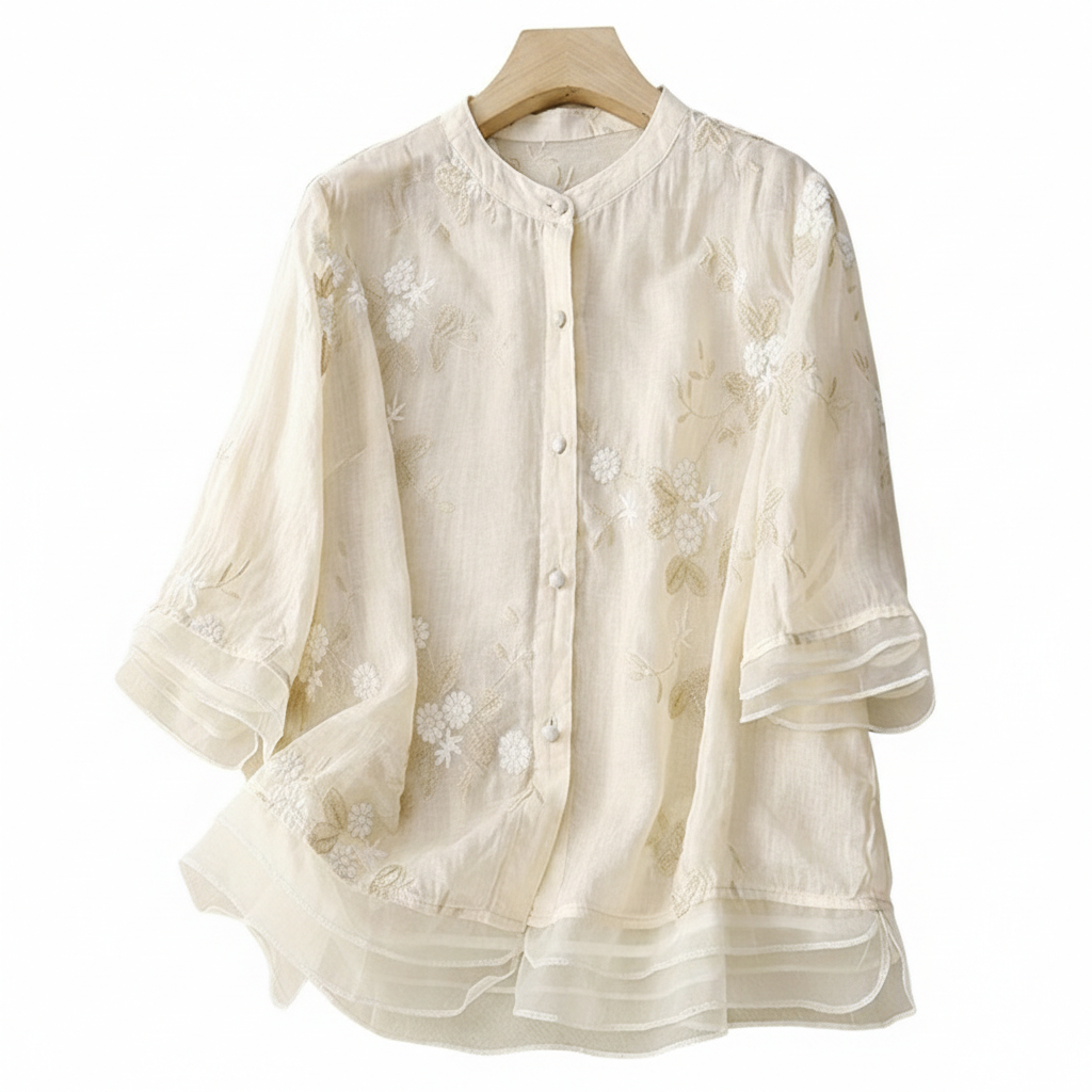 Summer Artistic Retro  Pure Cotton  Embroidered Top Yarn Picking Stitch | Thailand Design | Light &amp; Elegant Daily Wear | CDR260222993