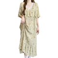 Cotton Silk Anti-Bump V-Neck Princess Long Dress (Premium Edition) Spring–Autumn &amp; Summer Wear | Elegant Flow | High-End Comfort | CLS260423A079