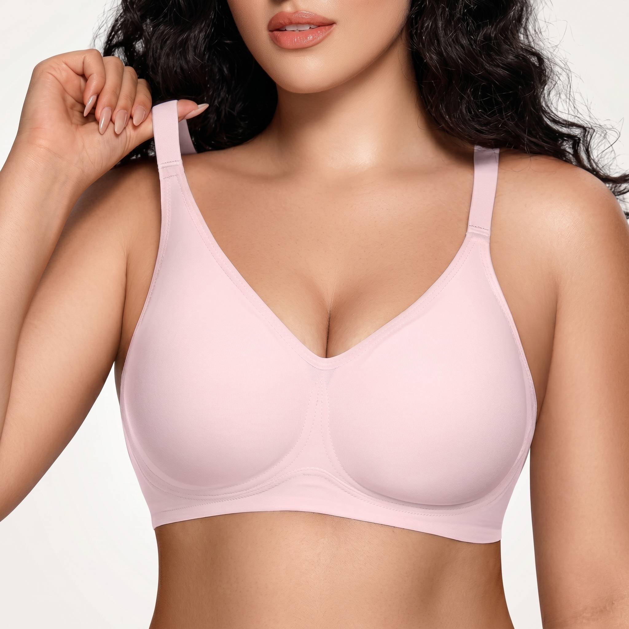 ORIA Seamless Soft Support Bra | Hook 3 | Cup D | Wire-Free Comfort | Push-Up Lift | Smooth Daily Support | CB260520A134