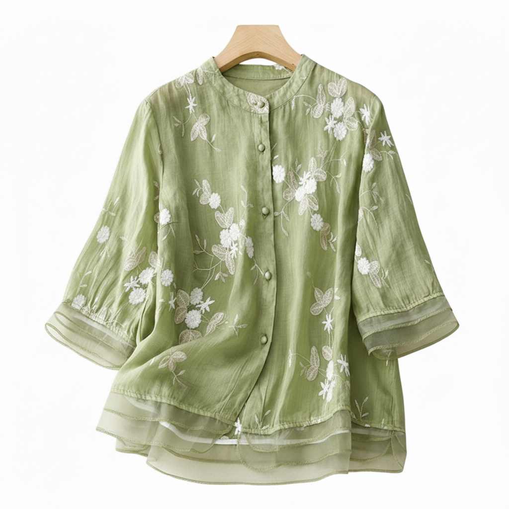 Summer Artistic Retro  Pure Cotton  Embroidered Top Yarn Picking Stitch | Thailand Design | Light &amp; Elegant Daily Wear | CDR260222993