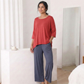 Summer Fit Cotton Large Size Loose Suit | Front Short Back Long T-Shirt | 7-Point Sleeve | Stretched Waist Straight Pants with Pocket | CLS250918806