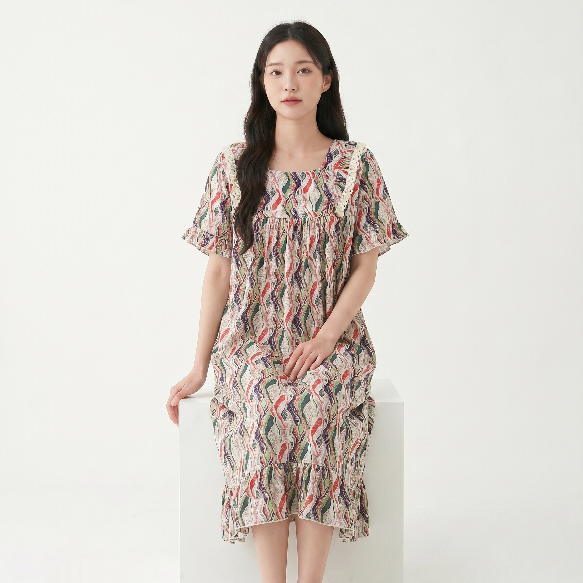 Cotton Silk Printed Dress (Summer Edition) Loose Fit | Home And Outer Wear Comfort | Soft Elegant Daily Wear | CLS260427A087