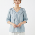 Artistic Cotton V-Neck Top (Loose Edition) Half Sleeve | Pullover Style | Lightweight Daily Comfort | CDR260508A110