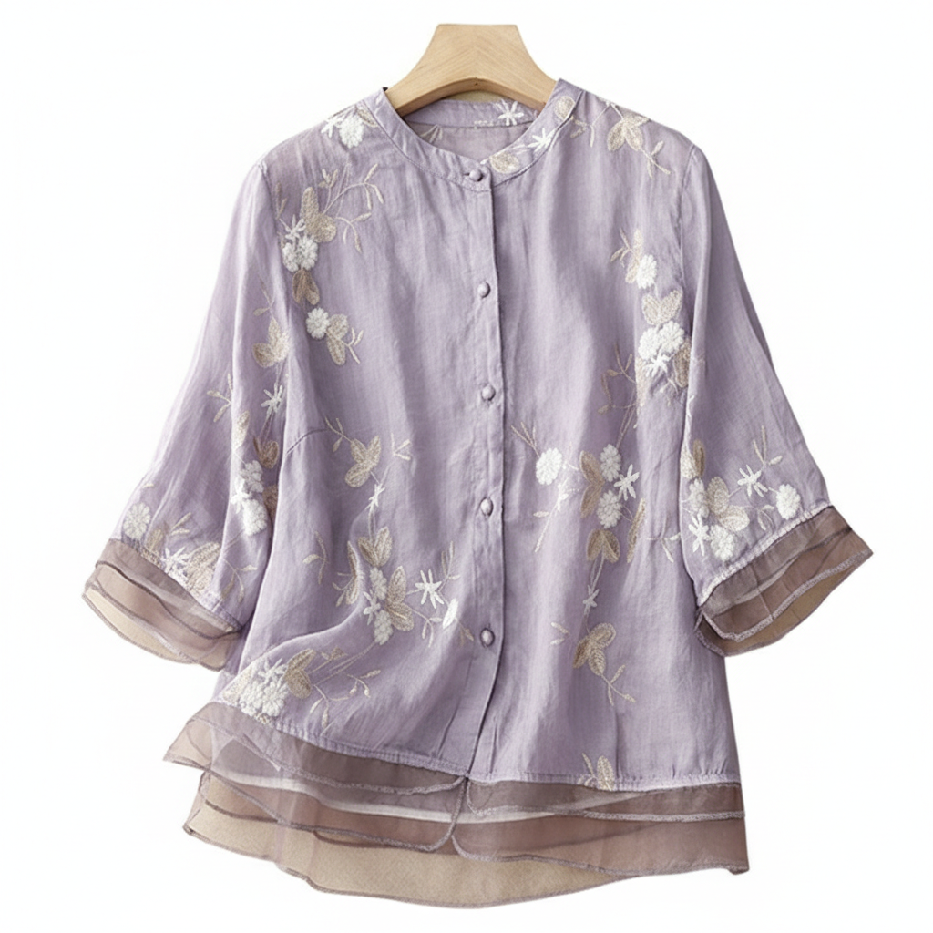 Summer Artistic Retro  Pure Cotton  Embroidered Top Yarn Picking Stitch | Thailand Design | Light &amp; Elegant Daily Wear | CDR260222993