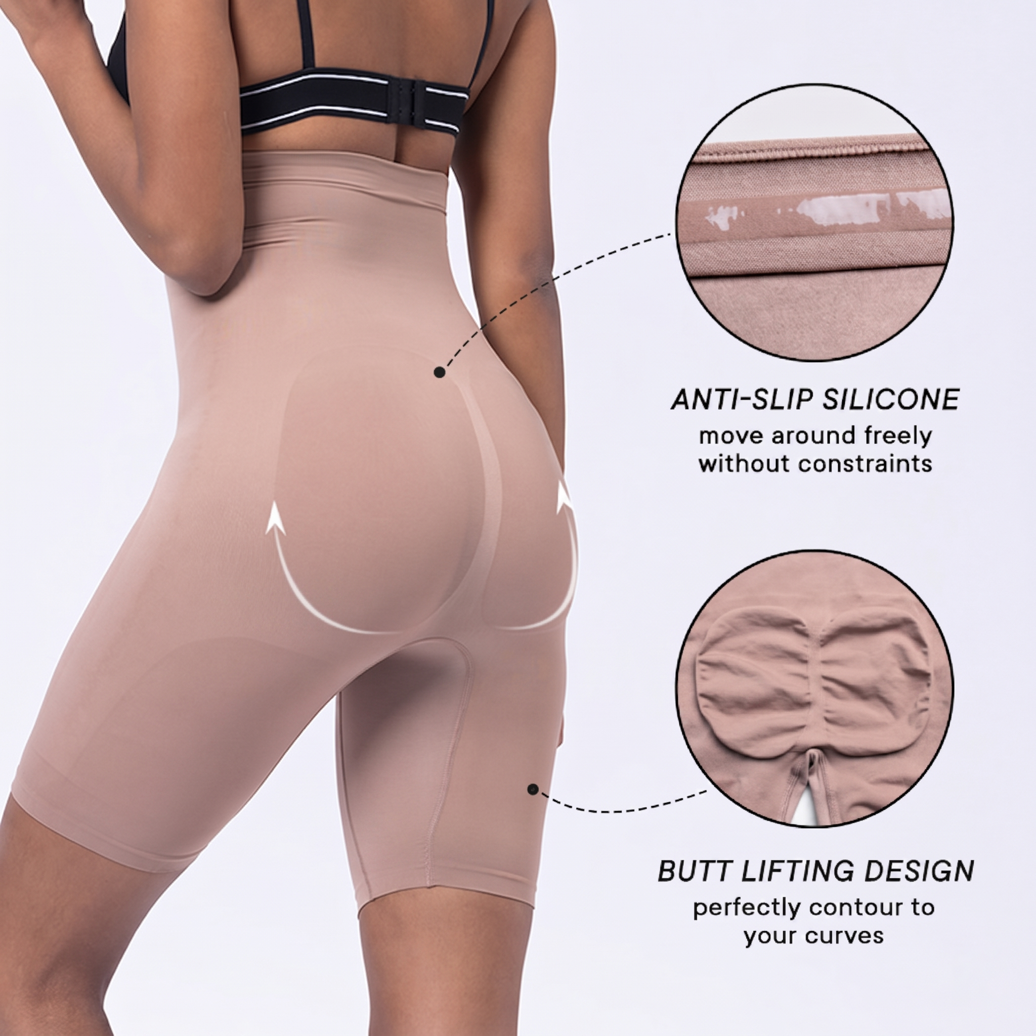 Seamless Tummy Control &amp; Butt-Lifting Shapewear Shorts (Thin Tight Edition) High Waist | Smooth Invisible Fit | Daily Comfort Shaping | ISHR260430A095