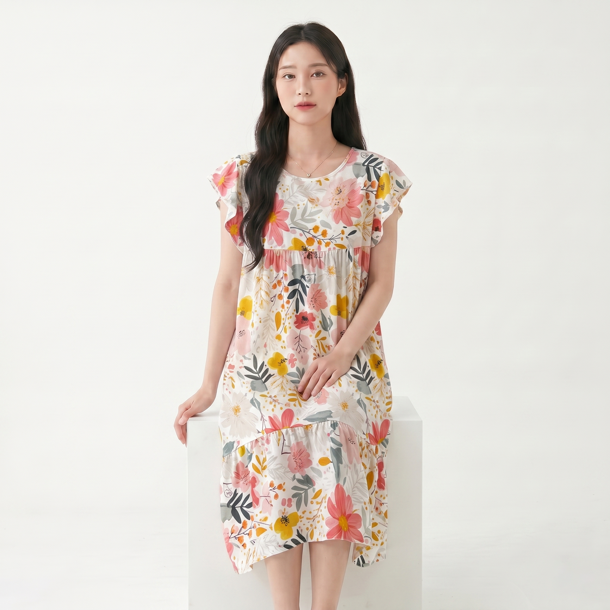 Cotton Silk Plus Size Dress (High-Grade Touch Edition) Short Sleeve | Loose Fit | Thin &amp; Breathable Summer Comfort | CLS260502A100