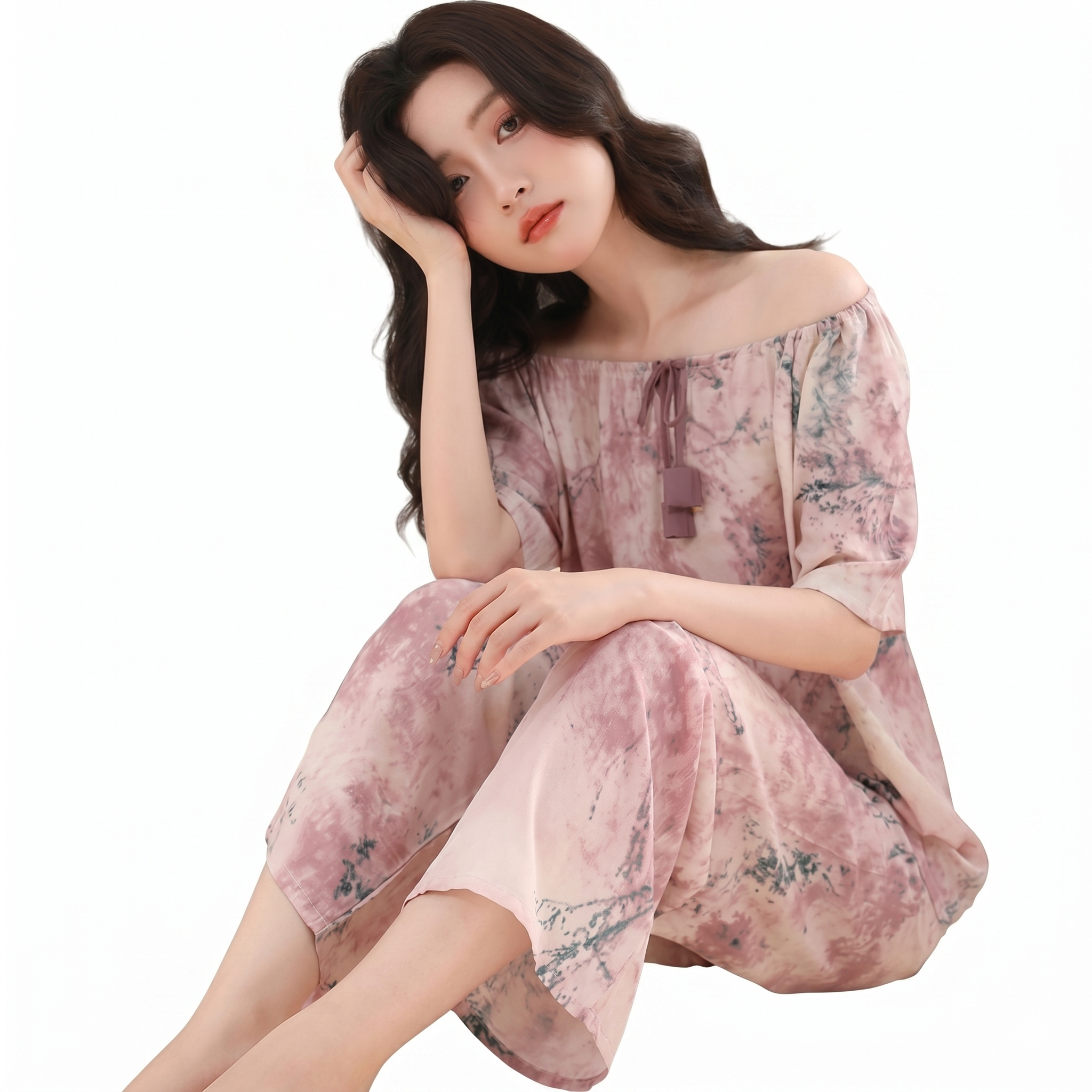 Comfortable Cotton Silk Pajama Set (Multi-Wear Edition) Loose Short Sleeve | Trouser Suit | Soft Daily Comfort | CLS260508A111
