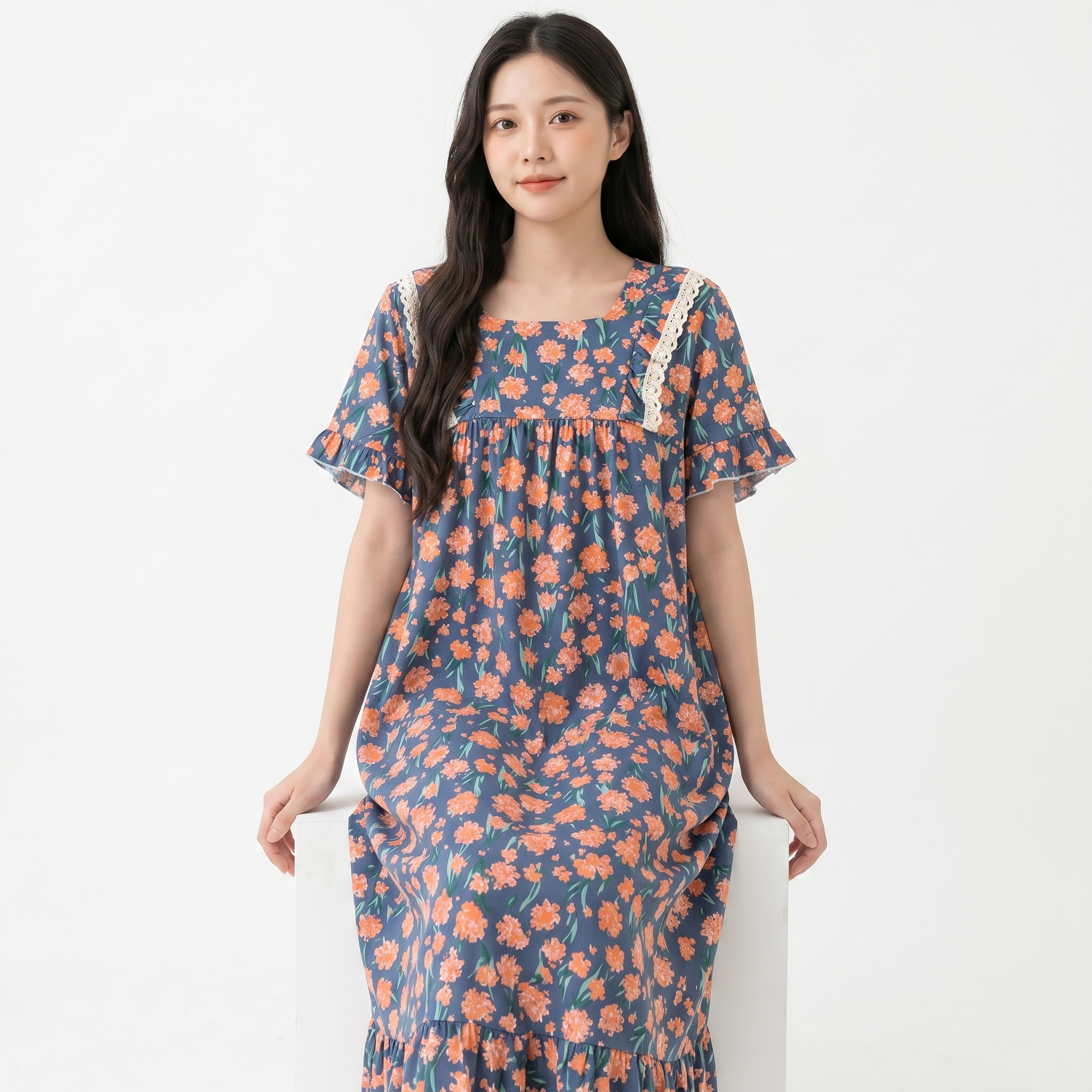 Cotton Silk Printed Dress (Summer Edition) Loose Fit | Home And Outer Wear Comfort | Soft Elegant Daily Wear | CLS260427A087
