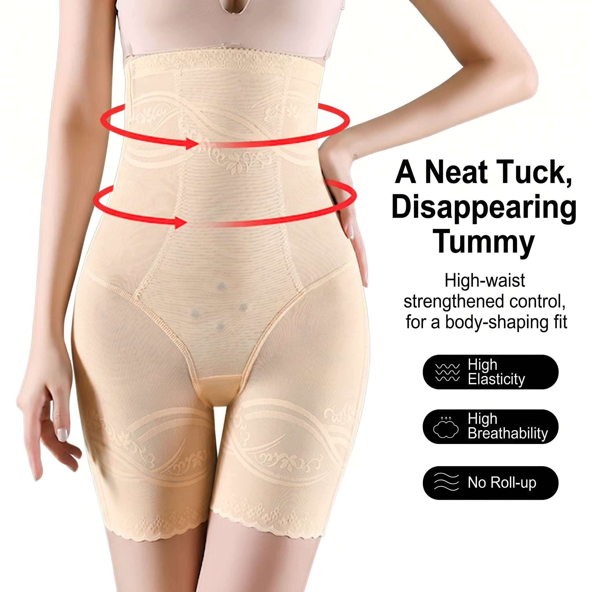 Ultra High Waist Body Shaping Pants (Plus Size Edition) Belly Control | Non-Curling Fit | Smooth Daily Shapewear | ISHR260507A108